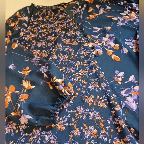 Zac & Rachel Navy Blue With Purple And Orange Flowers - Picture 5 of 12
